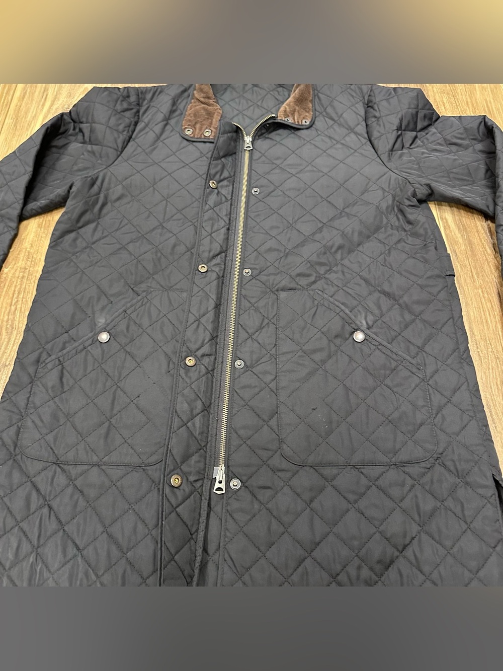 Women’s Land’s End Quilted Corduroy Collar Primaloft Coat, Black, Large - Picture 3 of 7